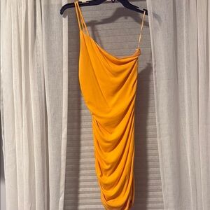 Princess Polly Orange Asymmetrical Ruched Bodycon Dress